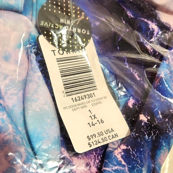 ❤️NWT VINTAGE TORRID TUMMY CONTROL WIRELESS OCEAN PRINT SWIMSUIT PLUS SIZE - Picture 6 of 12